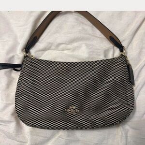 Coach Black and Cream Checkered Shoulder Bag